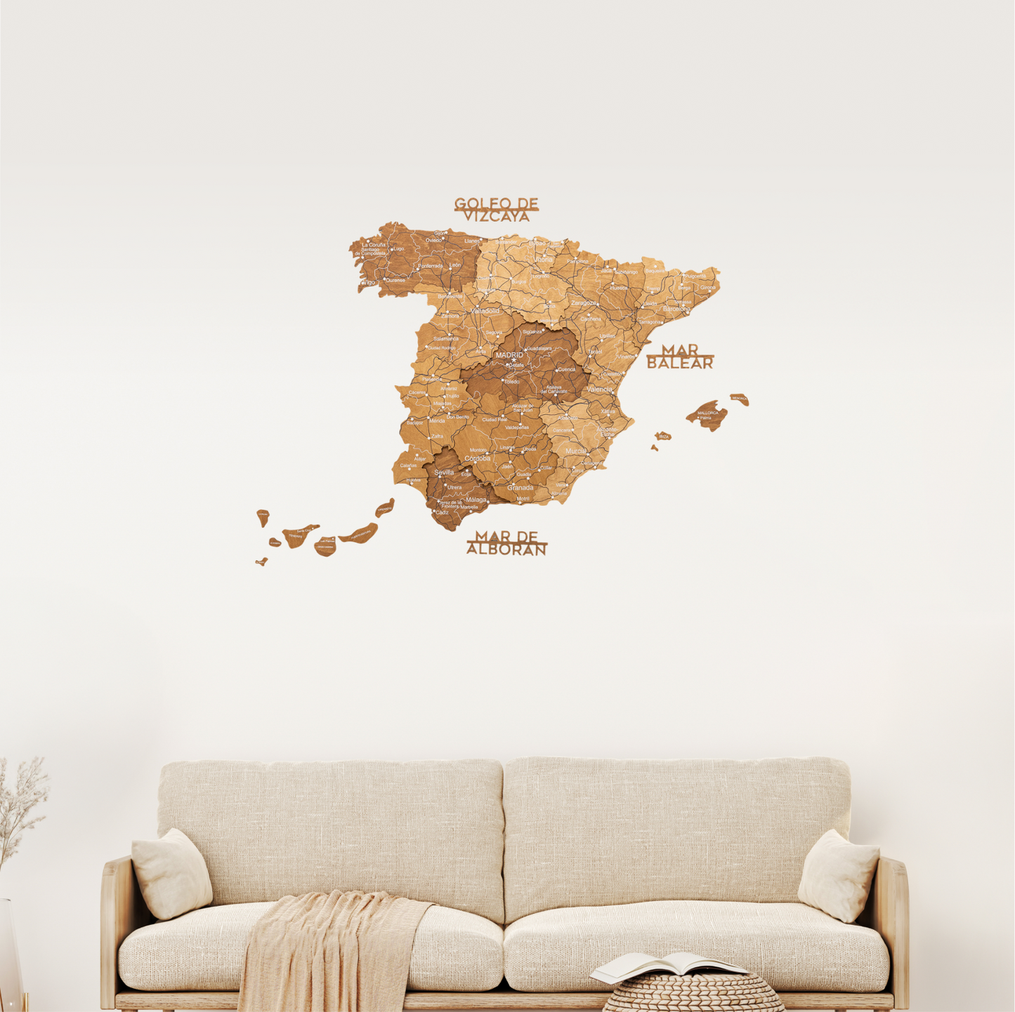 Wooden Map of Spain – Oak - Renee Lane Company