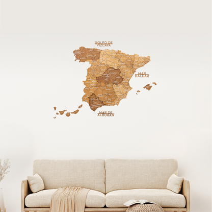 Wooden Map of Spain – Oak - Renee Lane Company
