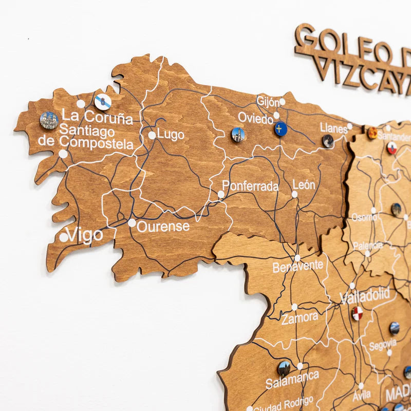 Wooden Map of Spain – Oak - Renee Lane Company