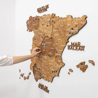 Wooden Map of Spain – Oak - Renee Lane Company
