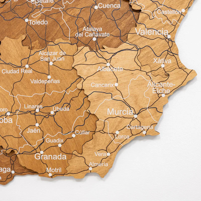 Wooden Map of Spain – Oak - Renee Lane Company