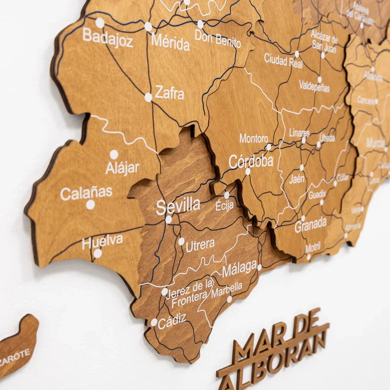 Wooden Map of Spain – Oak - Renee Lane Company