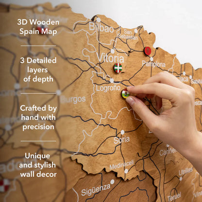 Wooden Map of Spain – Oak - Renee Lane Company