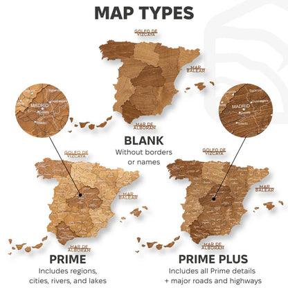 Wooden Map of Spain – Oak - Renee Lane Company