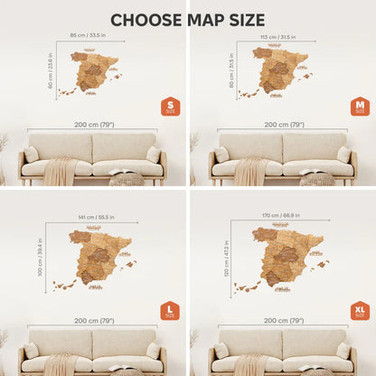 Wooden Map of Spain – Oak - Renee Lane Company