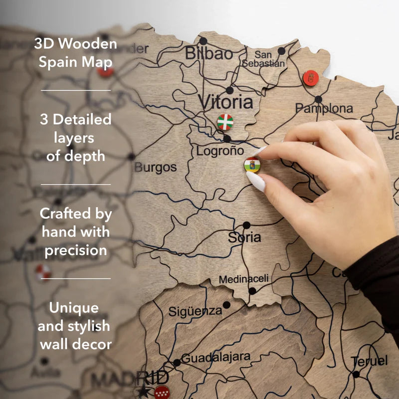 Wooden Map of Spain – Terra - Renee Lane Company