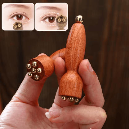 Wooden TCM acupoint massager, designed for eye bags, dark circles and sensitive skin, a traditional Chinese medicine skincare instrument equipped with facial and periocular massage sticks - Renee Lane Company