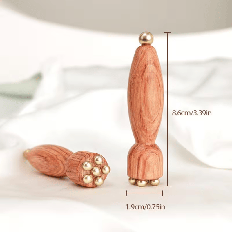 Wooden TCM acupoint massager, designed for eye bags, dark circles and sensitive skin, a traditional Chinese medicine skincare instrument equipped with facial and periocular massage sticks - Renee Lane Company