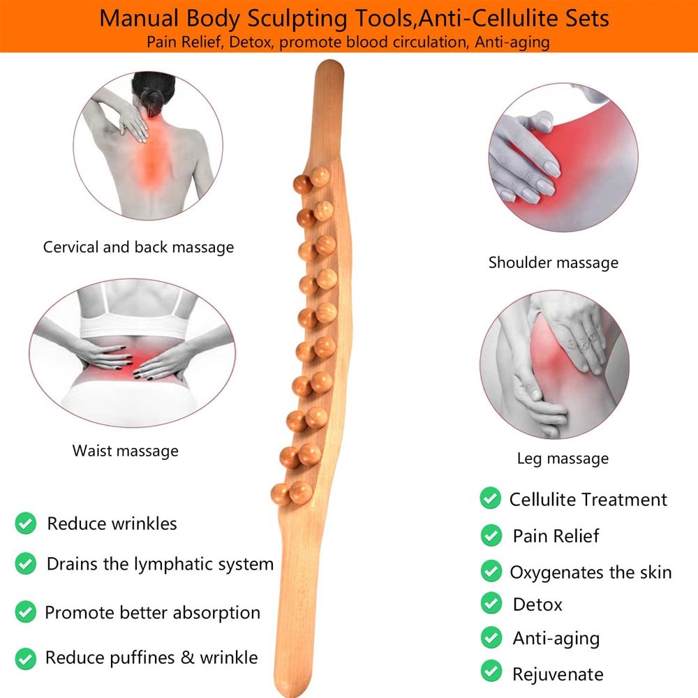 Wooden Trigger Point Massager Stick Lymphatic Drainage Massager Wood Therapy Massage Tools Gua Sha Massage Soft Tissue Release - Renee Lane Company