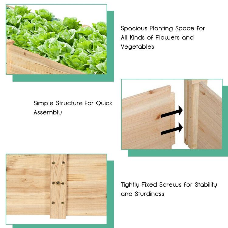 Wooden Vegetable Raised Garden Bed for Backyard Patio Balcony - Renee Lane Company