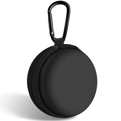 Woyinger Round Earbud Case Portable EVA Carrying Case Storage Bag Cell Phone Accessories Organizer with Carabiner for Earphone Earbud Earpieces SD Memory Card Camera ChipsBlack - Renee Lane Company