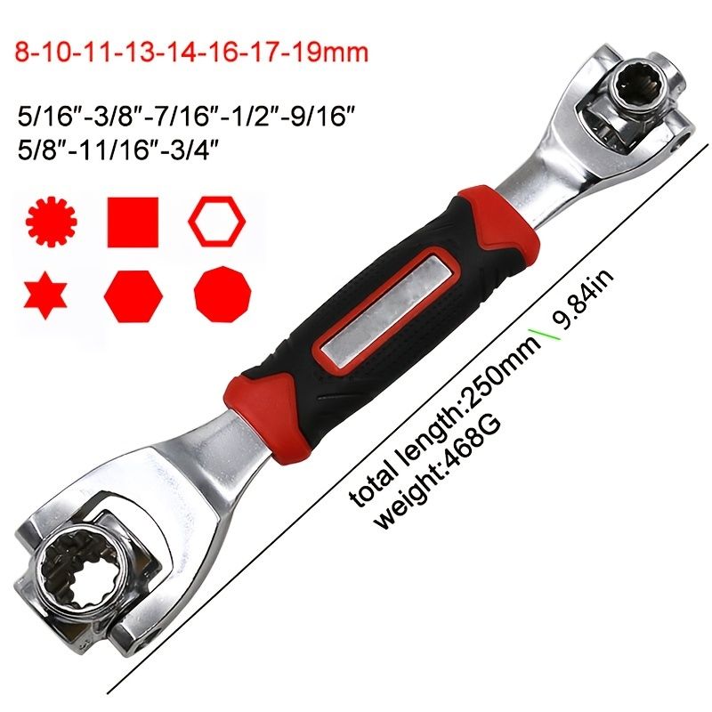 Wrench 48 In 1 Tools Socket Works With Spline Bolts Torx 360 Degree 6-Point Universial Furniture Car Repair 25cm/9.84in - Renee Lane Company
