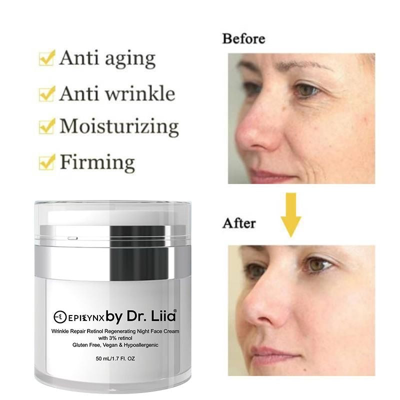 Wrinkle Repair Retinol Night Cream – Vegan, Gluten-Free, Regenerating Anti-Aging Moisturizer - Renee Lane Company