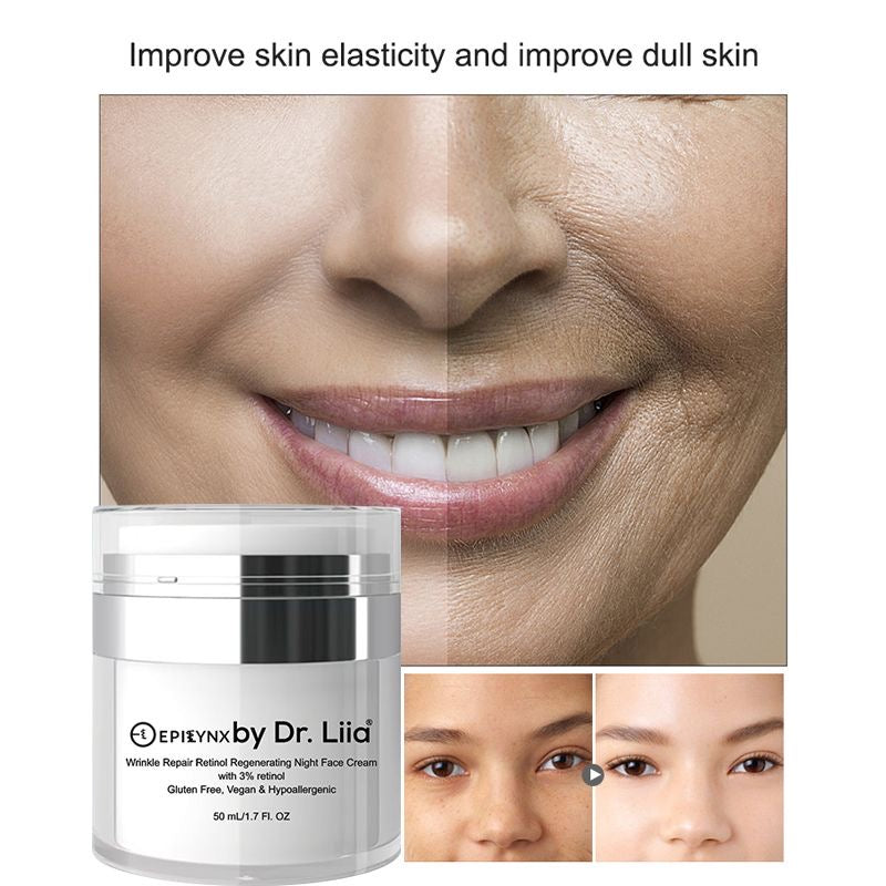 Wrinkle Repair Retinol Night Cream – Vegan, Gluten-Free, Regenerating Anti-Aging Moisturizer - Renee Lane Company