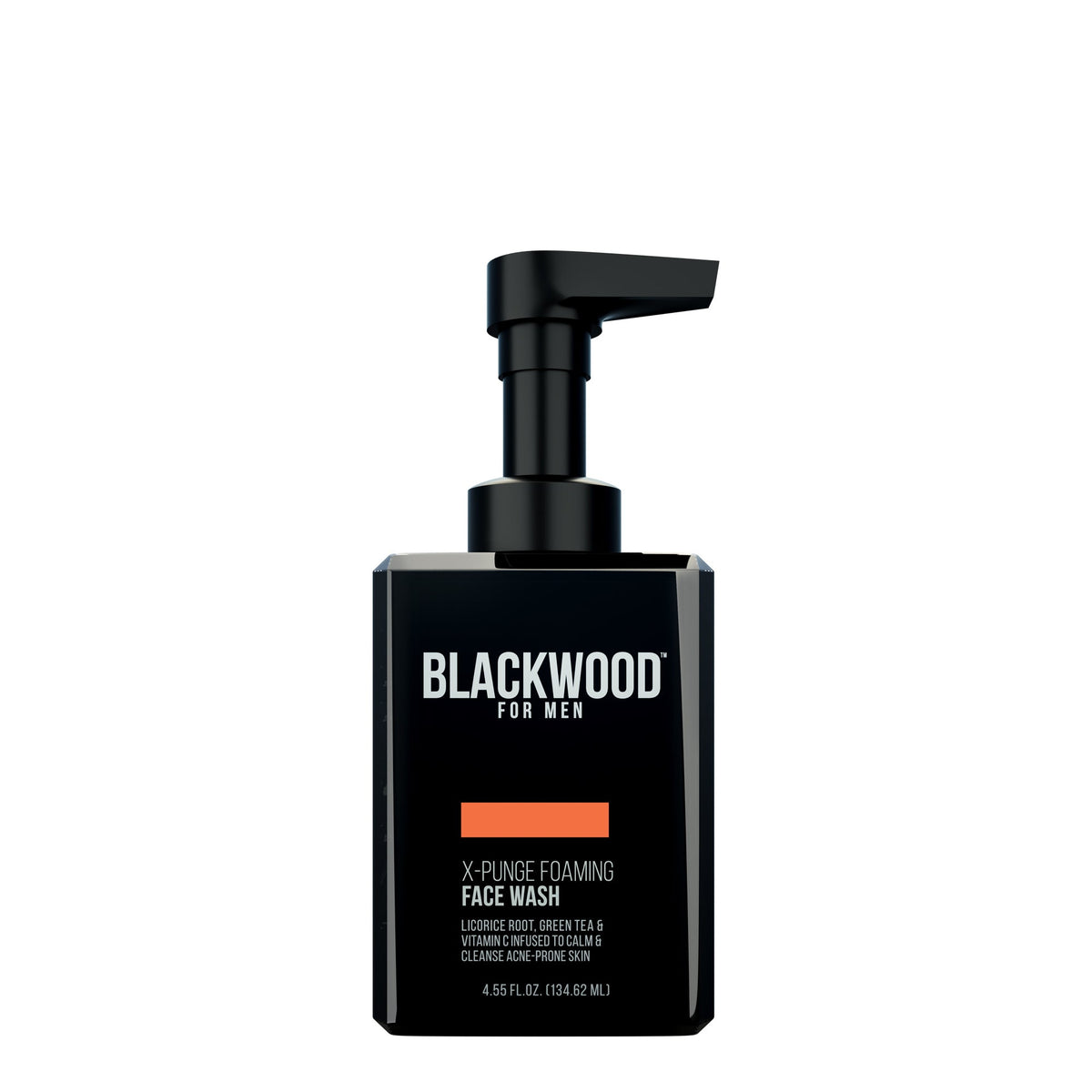 Blackwood foaming face wash bottle with pump, X-Punge, front label