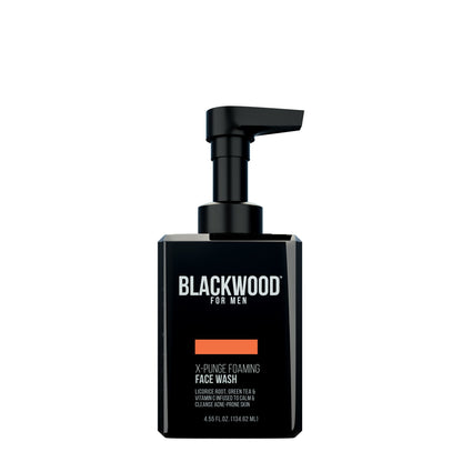 Blackwood foaming face wash bottle with pump, X-Punge, front label