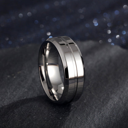 Electroplating ring in silver tone with smooth polished metal band, glossy finish