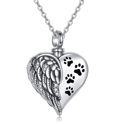 YFN Pet Urn Necklaces Sterling Silver Cat Dog Guardian Angel Wings Urn Necklaces for Ashes Pet Cremation Memory Jewelry for Women Men (pet wings urn necklace) - Renee Lane Company