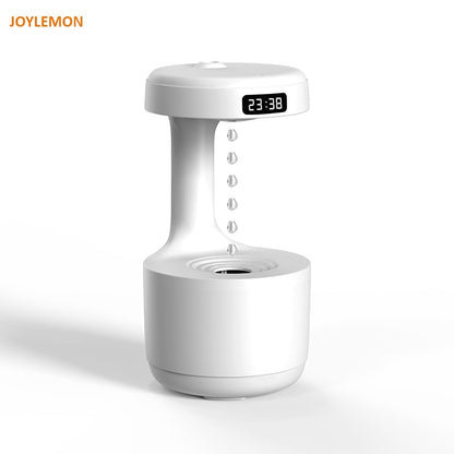 White LED water drop humidifier diffuser with top time display and central nozzle