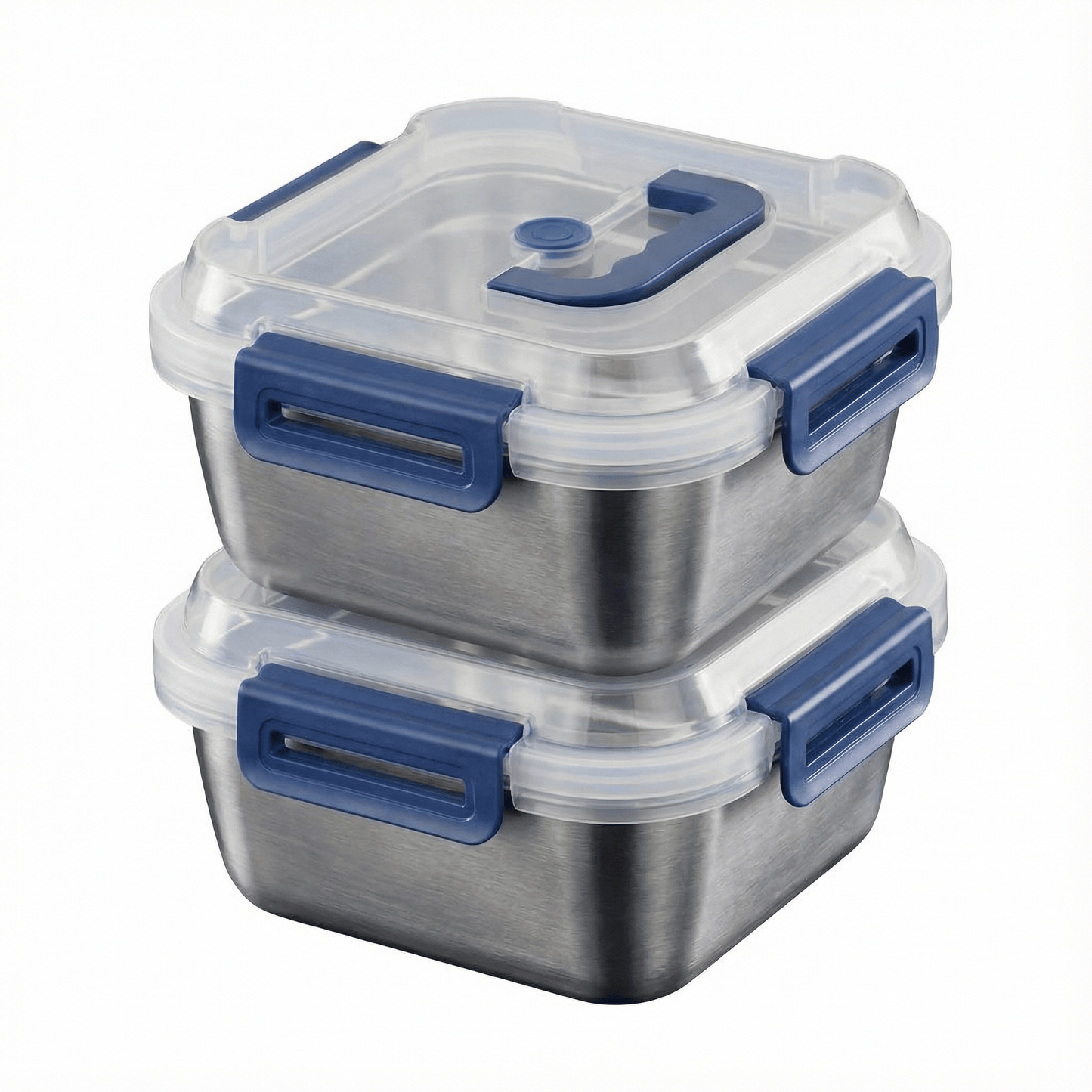Yakimoto 2/4/6/8/10 PCS Extra-Large Stainless Steel Food Storage Containers With Blue Lids - Deep Design, Airtight Seal, Perfect For Refrigerator Organization, Meal Prep, Lunch Boxes & Kitchen Pantry - Renee Lane Company