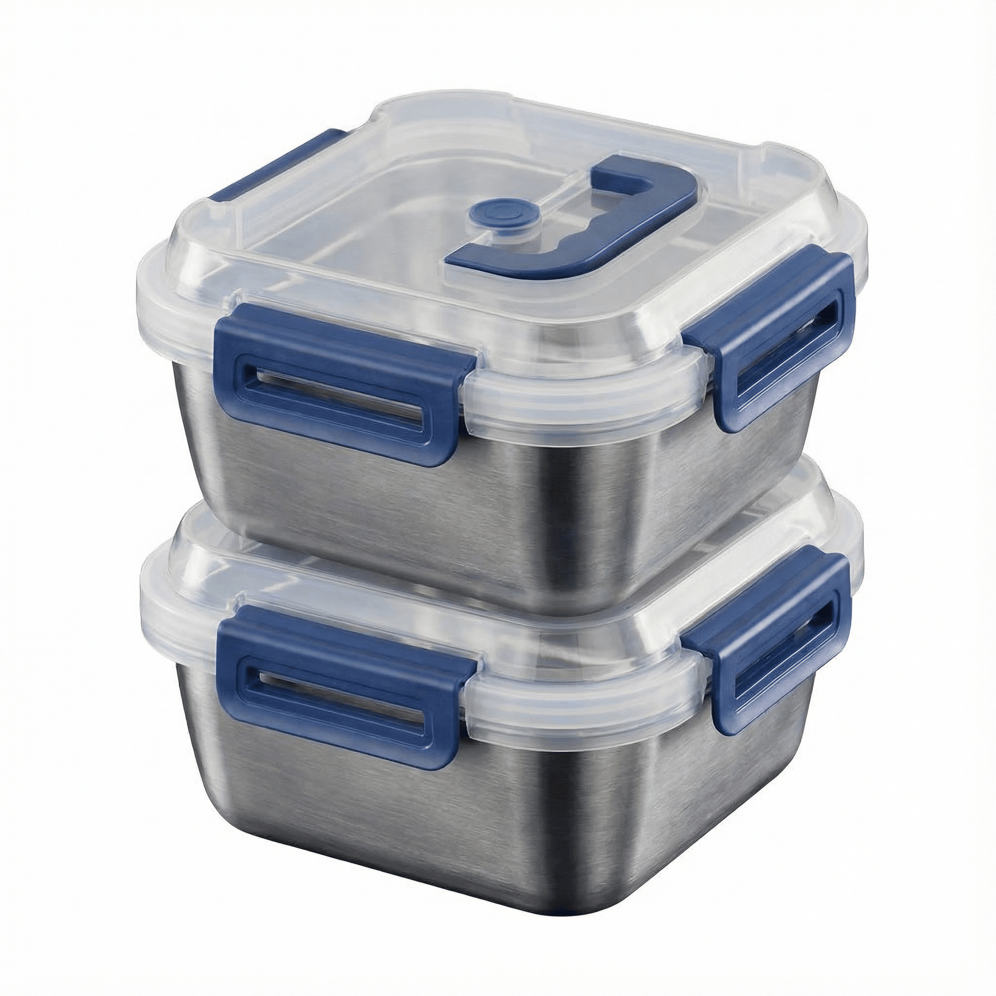 Yakimoto 2/4/6/8/10 PCS Extra-Large Stainless Steel Food Storage Containers With Blue Lids - Deep Design, Airtight Seal, Perfect For Refrigerator Organization, Meal Prep, Lunch Boxes & Kitchen Pantry - Renee Lane Company