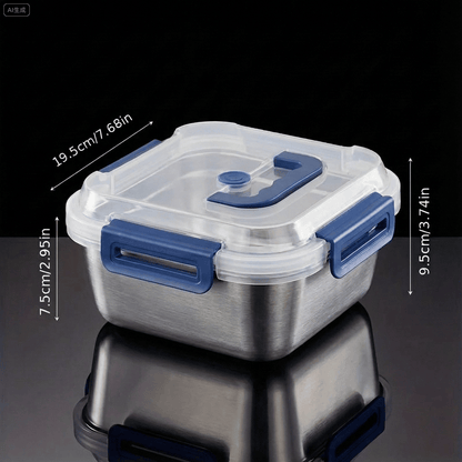 Yakimoto 2/4/6/8/10 PCS Extra-Large Stainless Steel Food Storage Containers With Blue Lids - Deep Design, Airtight Seal, Perfect For Refrigerator Organization, Meal Prep, Lunch Boxes & Kitchen Pantry - Renee Lane Company