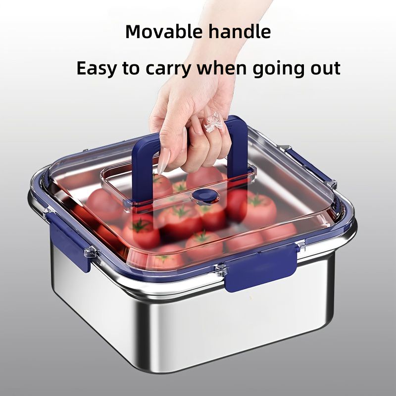 Yakimoto 2/4/6/8/10 PCS Extra-Large Stainless Steel Food Storage Containers With Blue Lids - Deep Design, Airtight Seal, Perfect For Refrigerator Organization, Meal Prep, Lunch Boxes & Kitchen Pantry - Renee Lane Company