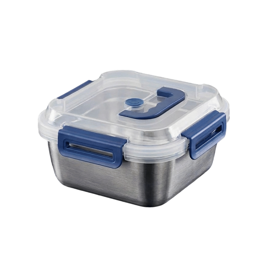 Yakimoto 2/4/6/8/10 PCS Extra-Large Stainless Steel Food Storage Containers With Blue Lids - Deep Design, Airtight Seal, Perfect For Refrigerator Organization, Meal Prep, Lunch Boxes & Kitchen Pantry - Renee Lane Company