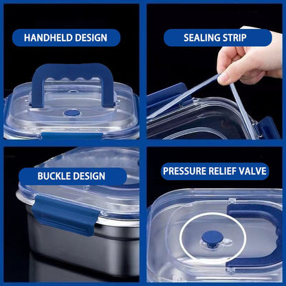 Yakimoto 2/4/6/8/10 PCS Extra-Large Stainless Steel Food Storage Containers With Blue Lids - Deep Design, Airtight Seal, Perfect For Refrigerator Organization, Meal Prep, Lunch Boxes & Kitchen Pantry - Renee Lane Company