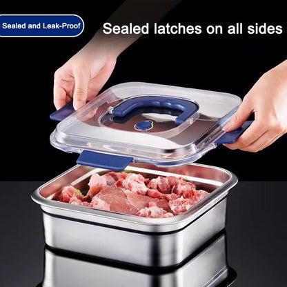 Yakimoto 2/4/6/8/10 PCS Extra-Large Stainless Steel Food Storage Containers With Blue Lids - Deep Design, Airtight Seal, Perfect For Refrigerator Organization, Meal Prep, Lunch Boxes & Kitchen Pantry - Renee Lane Company