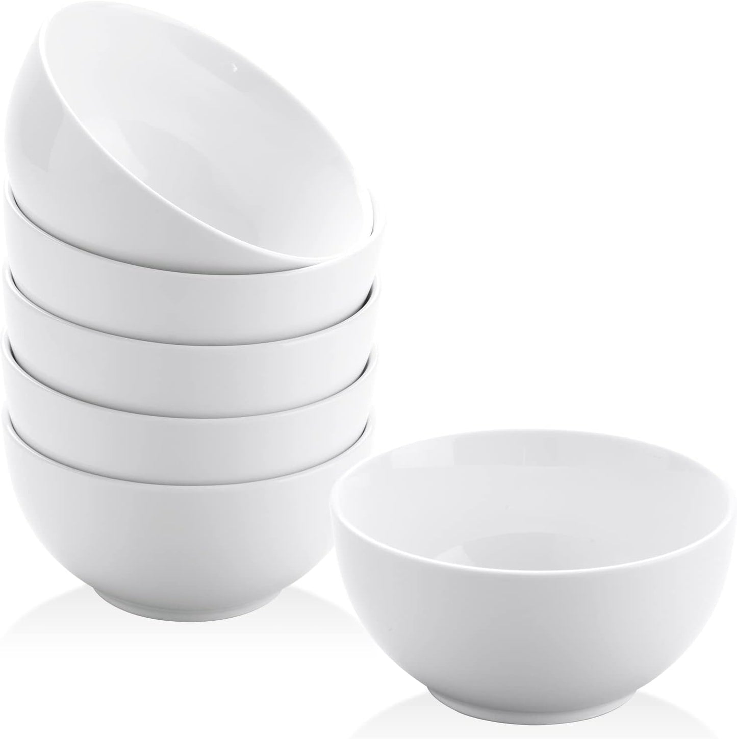 Yedio Small Bowls Set, White Ceramic Bowls of 6, 10 oz Porcelain Bowl for Kitchen Dessert Rice Side Dish Snack Soup Fruits Cereal Ice Cream, Microwave Dishwasher Freezer Oven Safe Easy Clean Stackable - Renee Lane Company