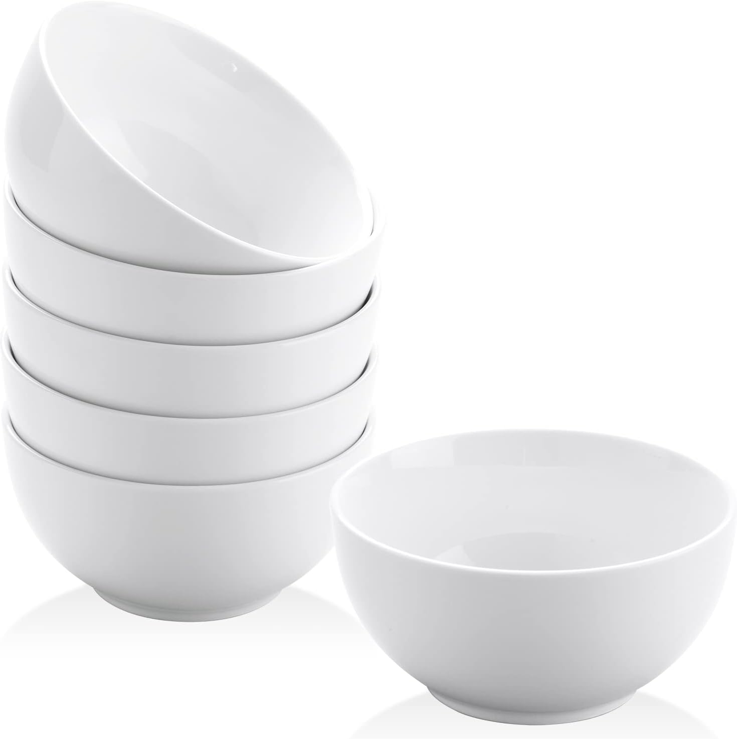 Yedio Small Bowls Set, White Ceramic Bowls of 6, 10 oz Porcelain Bowl for Kitchen Dessert Rice Side Dish Snack Soup Fruits Cereal Ice Cream, Microwave Dishwasher Freezer Oven Safe Easy Clean Stackable - Renee Lane Company