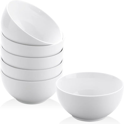 Yedio Small Bowls Set, White Ceramic Bowls of 6, 10 oz Porcelain Bowl for Kitchen Dessert Rice Side Dish Snack Soup Fruits Cereal Ice Cream, Microwave Dishwasher Freezer Oven Safe Easy Clean Stackable - Renee Lane Company