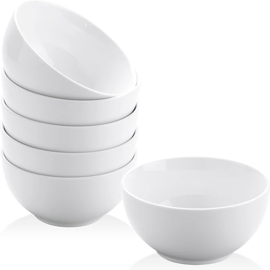 Yedio Small Bowls Set, White Ceramic Bowls of 6, 10 oz Porcelain Bowl for Kitchen Dessert Rice Side Dish Snack Soup Fruits Cereal Ice Cream, Microwave Dishwasher Freezer Oven Safe Easy Clean Stackable - Renee Lane Company