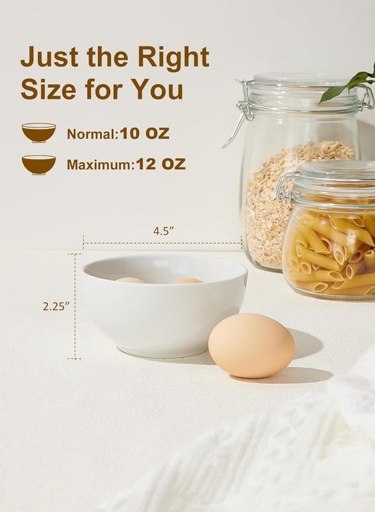 Yedio Small Bowls Set, White Ceramic Bowls of 6, 10 oz Porcelain Bowl for Kitchen Dessert Rice Side Dish Snack Soup Fruits Cereal Ice Cream, Microwave Dishwasher Freezer Oven Safe Easy Clean Stackable - Renee Lane Company