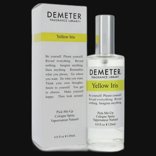 Yellow iris unisex fragrance spray by Demeter with box and clear glass bottle