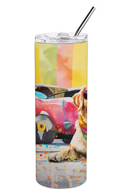 Yellow Labrador Hippie Dawg Stainless Steel Skinny Tumbler Vacuum Double Walled Reusable Insulated Tumbler Travel Cup for Coffee Cocktails Gift with Lid, 20 oz - Renee Lane Company