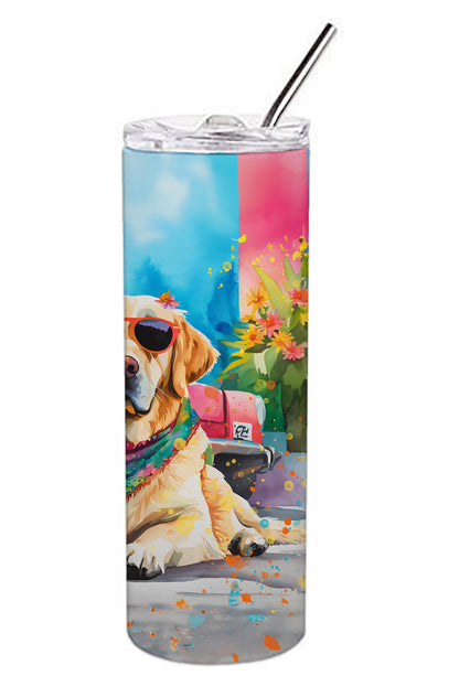 Yellow Labrador Hippie Dawg Stainless Steel Skinny Tumbler Vacuum Double Walled Reusable Insulated Tumbler Travel Cup for Coffee Cocktails Gift with Lid, 20 oz - Renee Lane Company