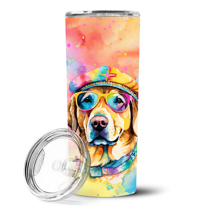 Yellow Labrador Hippie Dawg Stainless Steel Skinny Tumbler Vacuum Double Walled Reusable Insulated Tumbler Travel Cup for Coffee Cocktails Gift with Lid, 20 oz - Renee Lane Company
