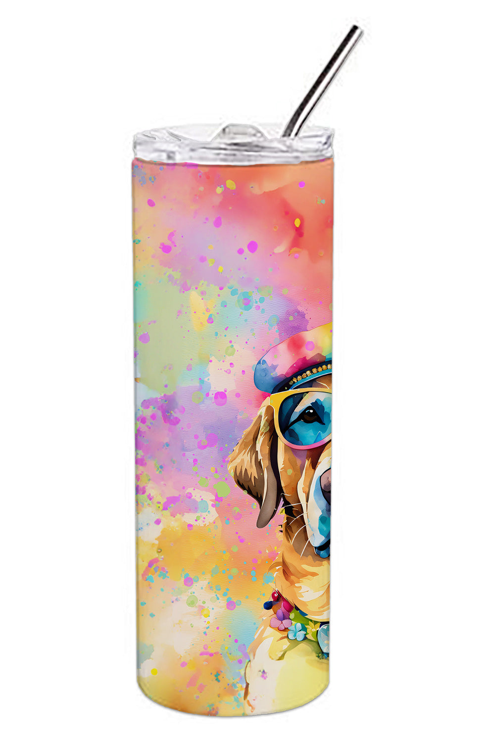 Yellow Labrador Hippie Dawg Stainless Steel Skinny Tumbler Vacuum Double Walled Reusable Insulated Tumbler Travel Cup for Coffee Cocktails Gift with Lid, 20 oz - Renee Lane Company