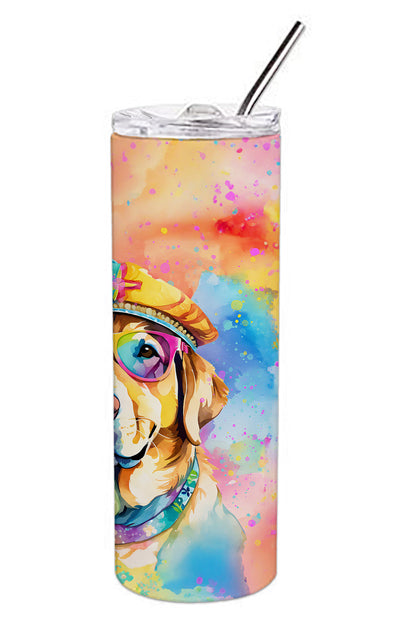 Yellow Labrador Hippie Dawg Stainless Steel Skinny Tumbler Vacuum Double Walled Reusable Insulated Tumbler Travel Cup for Coffee Cocktails Gift with Lid, 20 oz - Renee Lane Company