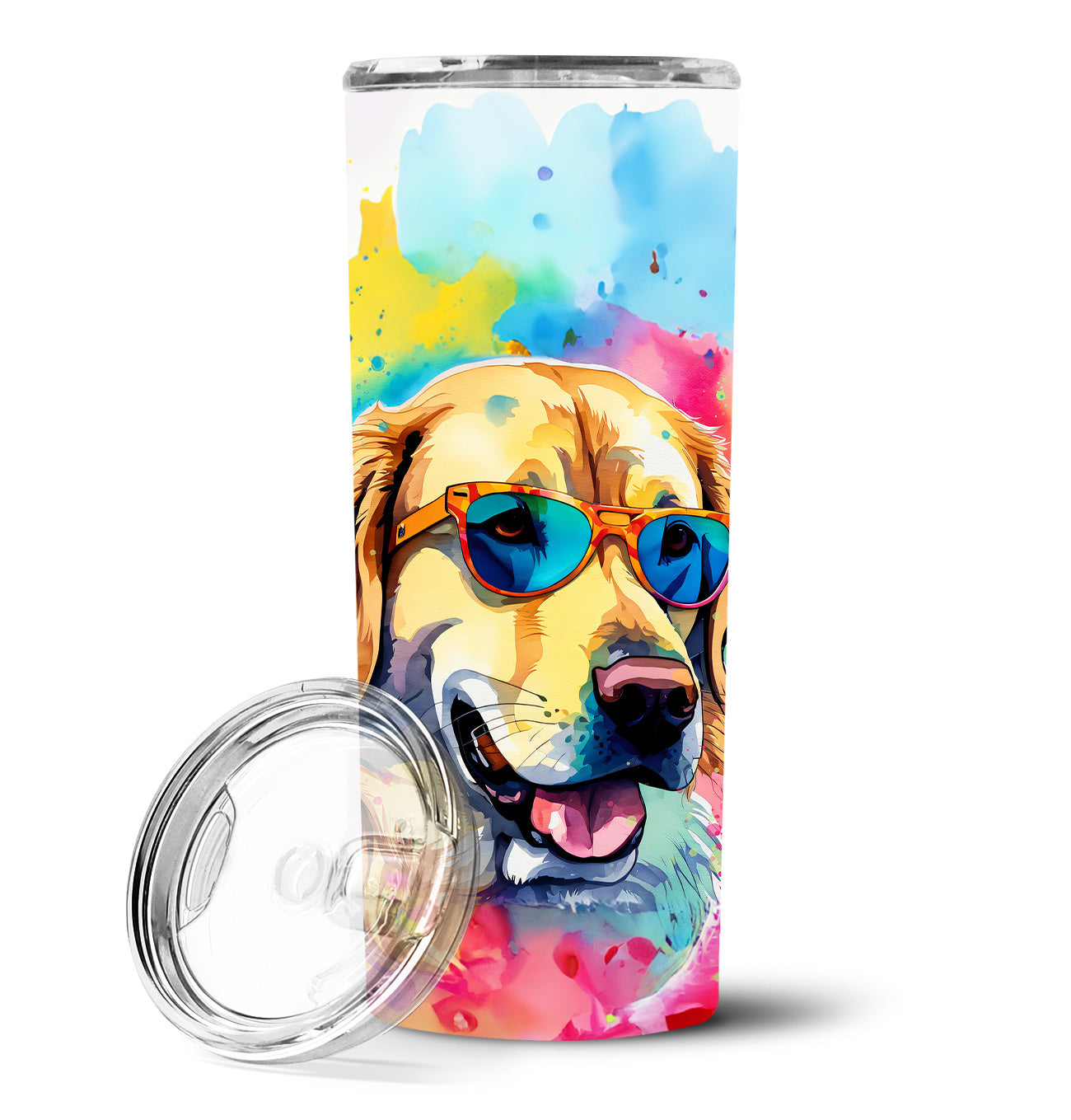 Yellow Labrador Hippie Dawg Stainless Steel Skinny Tumbler Vacuum Double Walled Reusable Insulated Tumbler Travel Cup for Coffee Cocktails Gift with Lid, 20 oz - Renee Lane Company