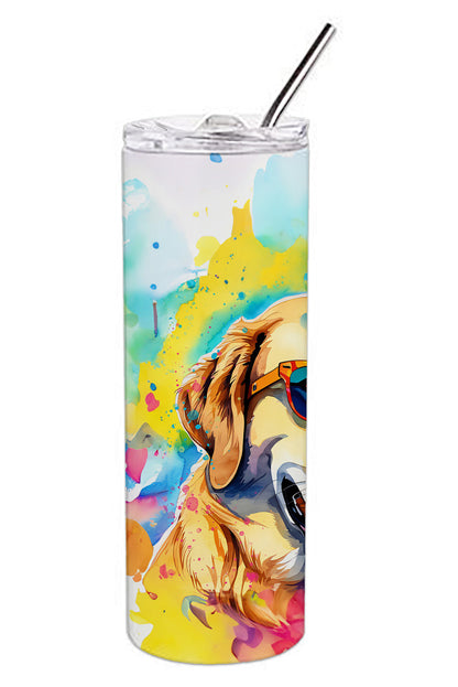 Yellow Labrador Hippie Dawg Stainless Steel Skinny Tumbler Vacuum Double Walled Reusable Insulated Tumbler Travel Cup for Coffee Cocktails Gift with Lid, 20 oz - Renee Lane Company