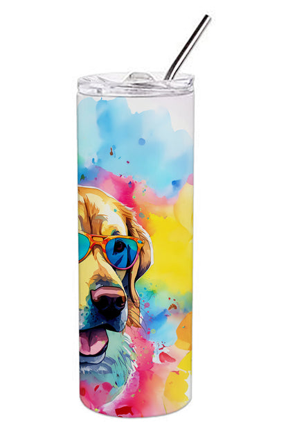 Yellow Labrador Hippie Dawg Stainless Steel Skinny Tumbler Vacuum Double Walled Reusable Insulated Tumbler Travel Cup for Coffee Cocktails Gift with Lid, 20 oz - Renee Lane Company