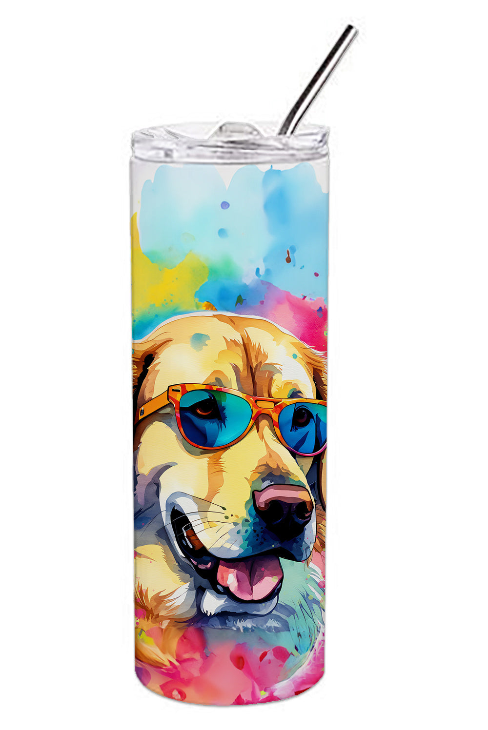Yellow Labrador Hippie Dawg Stainless Steel Skinny Tumbler Vacuum Double Walled Reusable Insulated Tumbler Travel Cup for Coffee Cocktails Gift with Lid, 20 oz - Renee Lane Company