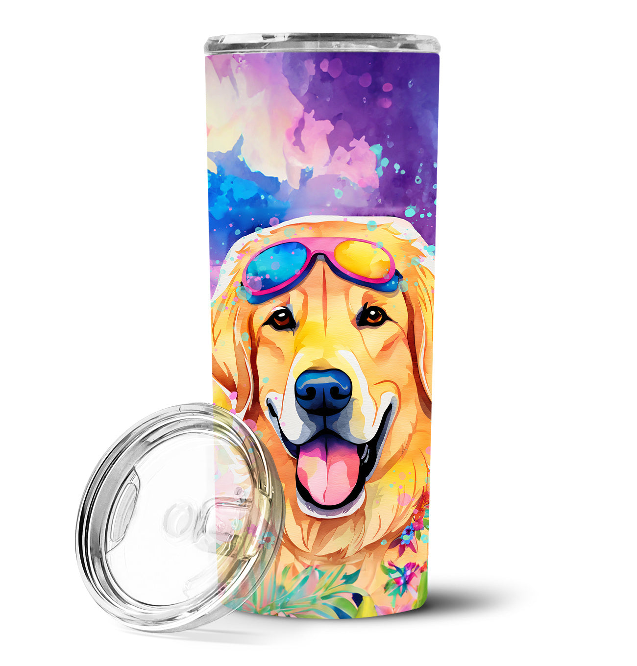 Yellow Labrador Hippie Dawg Stainless Steel Skinny Tumbler Vacuum Double Walled Reusable Insulated Tumbler Travel Cup for Coffee Cocktails Gift with Lid, 20 oz - Renee Lane Company