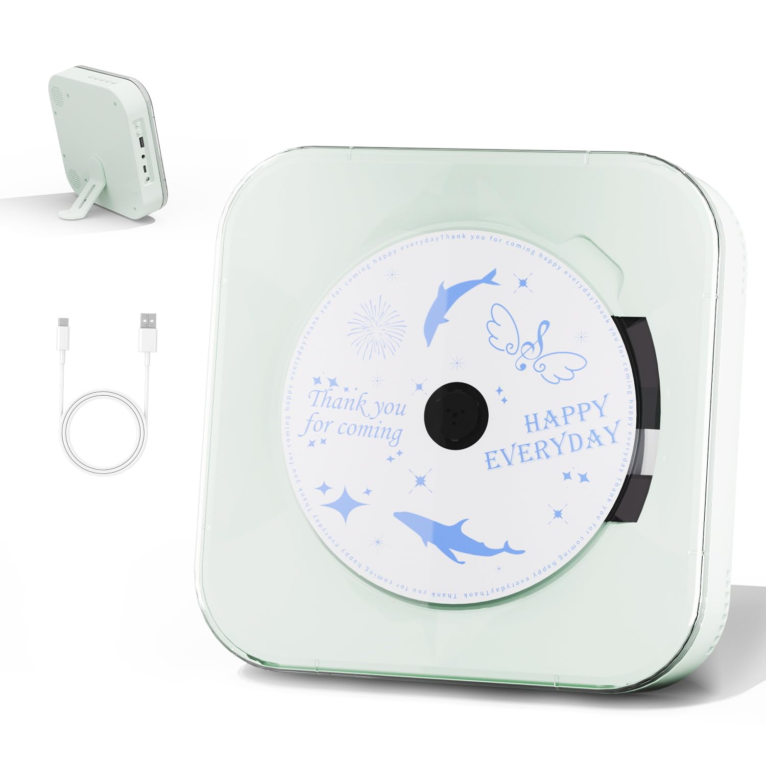 Yintiny Light Green Audio CD Player with Speakers for Home Decor (CD909) - Renee Lane Company