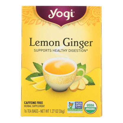 Yogi 100% Natural Herbal Tea Caffeine Free Lemon Ginger - 16 Tea Bags - Case Of 6 - Renee Lane Company