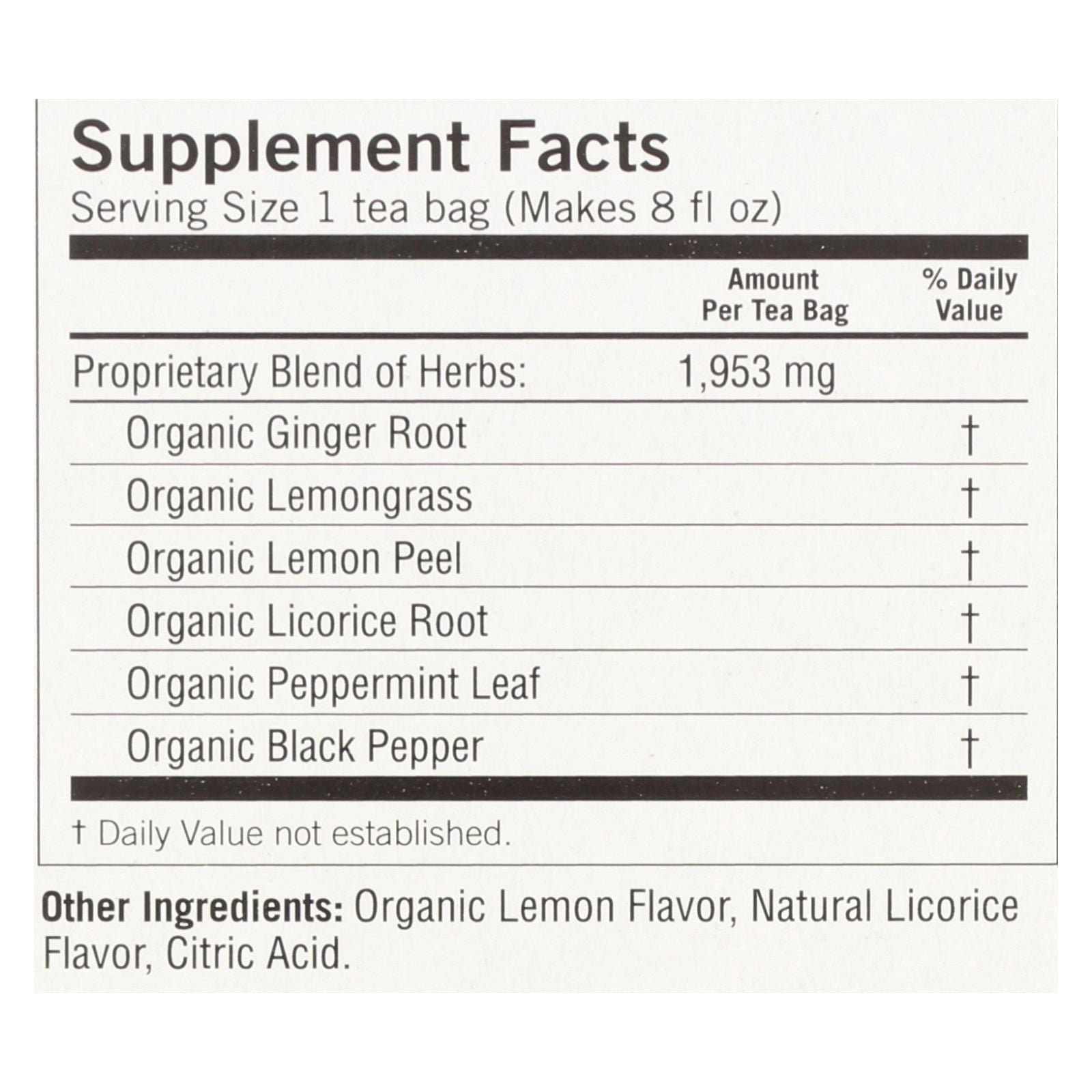 Yogi 100% Natural Herbal Tea Caffeine Free Lemon Ginger - 16 Tea Bags - Case Of 6 - Renee Lane Company