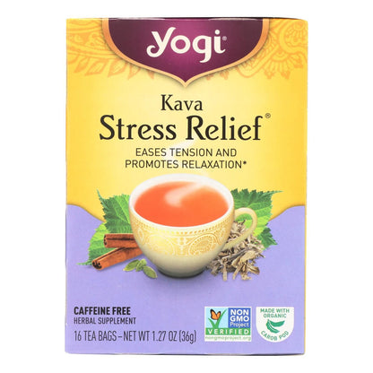 Yogi Kava Stress Relief Herbal Tea Caffeine Free - 16 Bag - Case Of 6 - Renee Lane Company